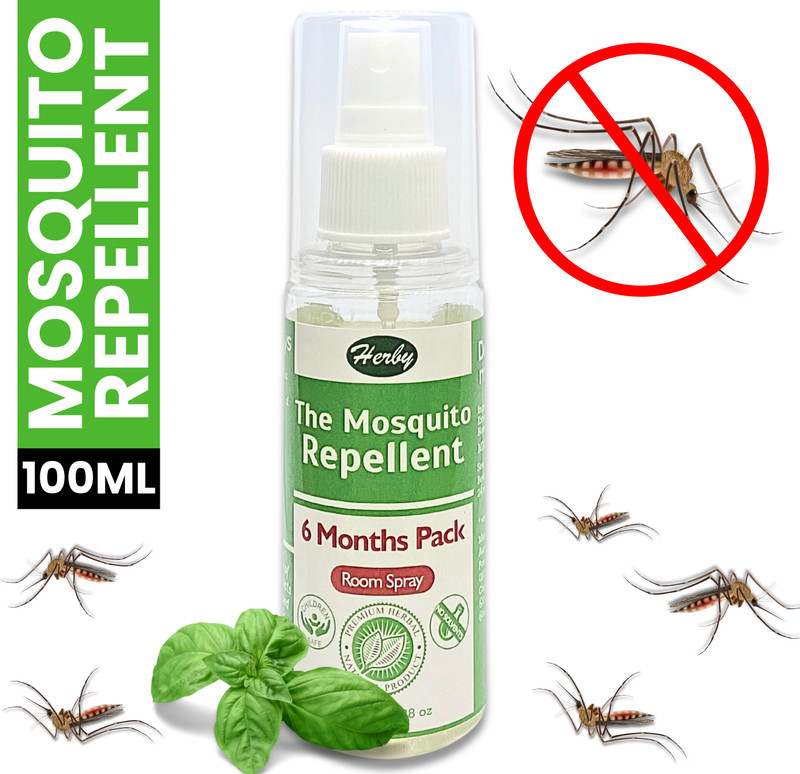 Herby Mosquito Repellent - 6 MONTHS PACK - 100% NATURAL, NO CHEMICALS, NO SOLVENTS(100 ml)