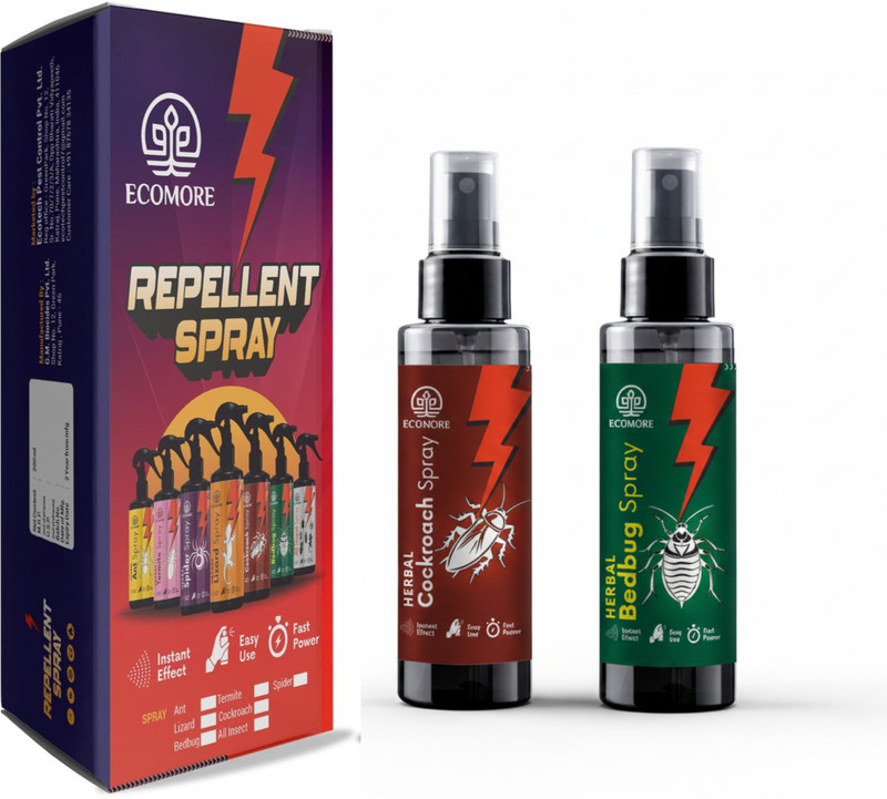 ecomore Cockroach & Bedbug Spray Combo, Herbal, Safe for Kid & Pet, Long Lasting Control(2 x 100 ml)