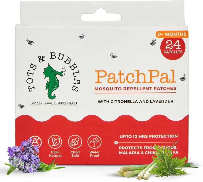 Tots & Bubbles Patchpal Natural Mosquito Repellent Patches for Babies, 12-Hour Protection(24 Patches)