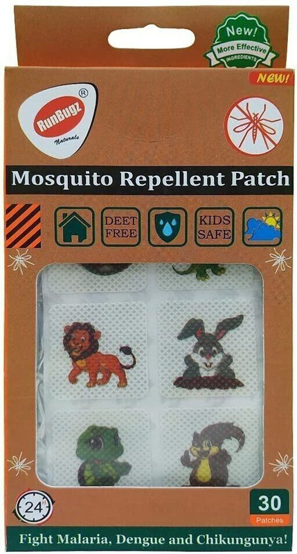 RunBugz Natural Repellent Mosquito Patches for Babies with 24 Hours Protection,30 Patches (Jungle Printed) -(Pack Of 1)(30 Patches)