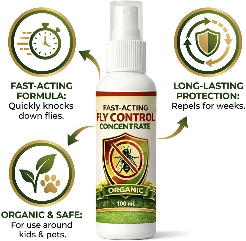 OLGANEXVOL Fly Control Powerful Dilutable Formula | Indoor & Outdoor Use | Pack Of 1(100 ml)