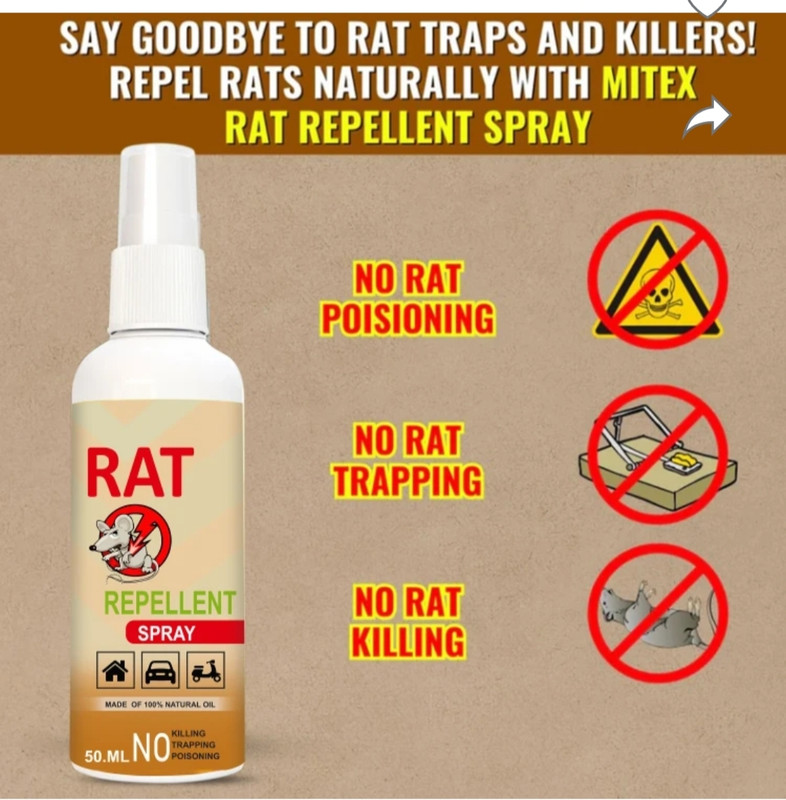 rachidham Rat Buster Spray-Natural & Powerful Solution to Keep Rat Out(100x2)(200 ml)