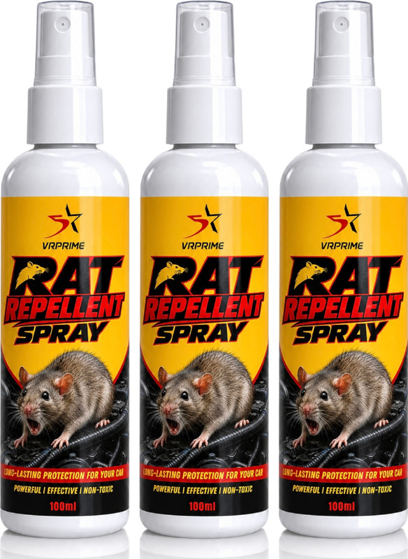 VRPRIME Rat Repellent Spray for Cars, Home & Engine Bay | Rodent Protection Spray(3 x 100 ml)