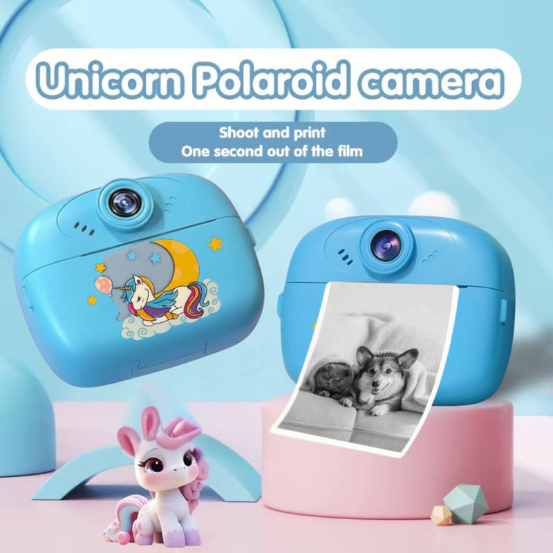 BAIRNINO Kids Rechargeable Instant Print Camera | Dual Lens, Selfie Mode, Photo & Video Recording, Music & Easy Printing Instant Camera(Blue)