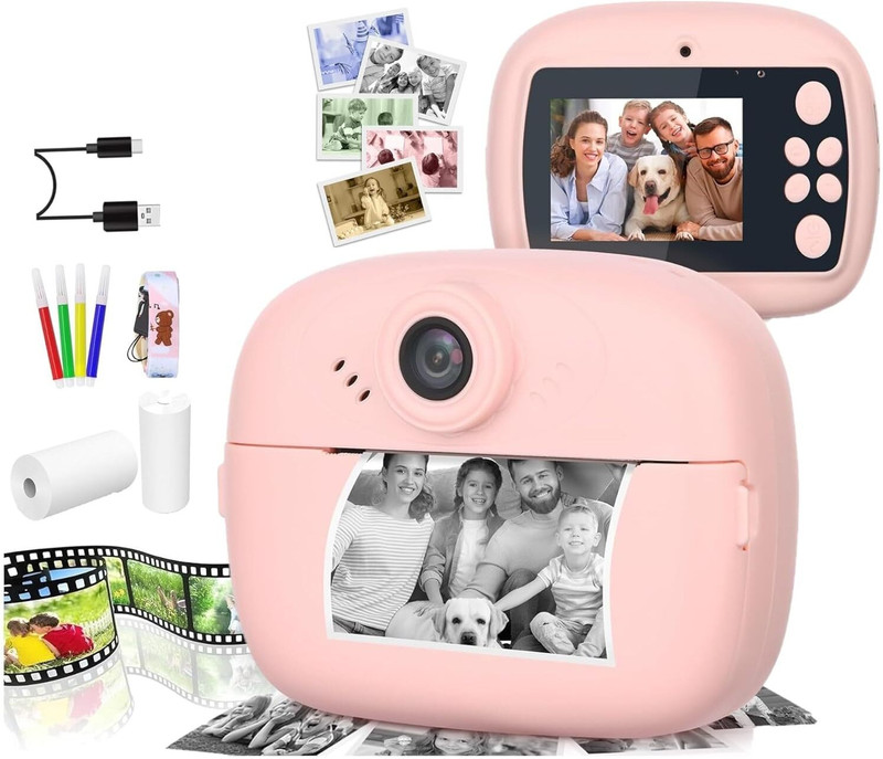 MOBONE DIY instant photo Kids Instant Print Camera – Mini Digital HD Photo & Video Camcorder with Games Instant Camera(Multicolor)