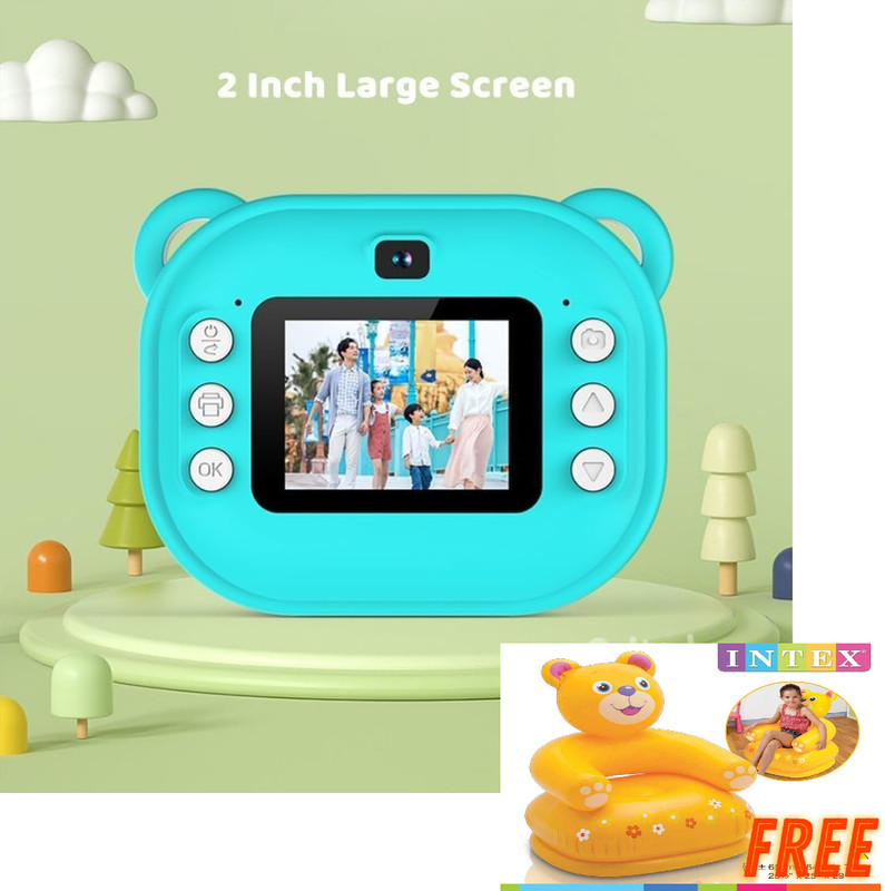 Joyful Journey 1211 Kids Digital INSTANT Camera + FREE Inflatable Teddy Bear Chair Instant Camera(Blue)