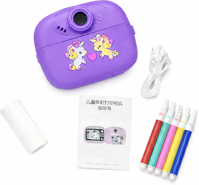 PTCMart Instant Print Fun Camera Digital Creative Photography Instant Print DIY Camera Toy for Kids Instant Camera(Purple)