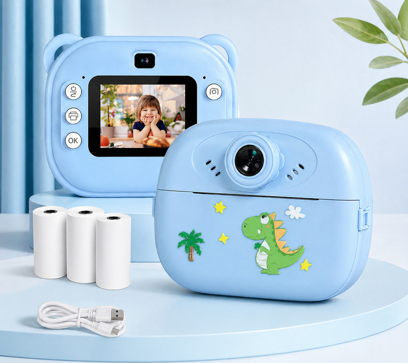 ClickPic 48MP Lens with 3 Rolls Included in Box Retro Instant Camera(Blue)