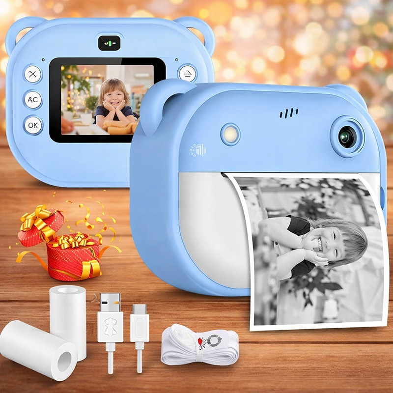 Snapbiz N/A mini kids instant print camera with built -in printer (Blue} Instant Camera(Multicolor)