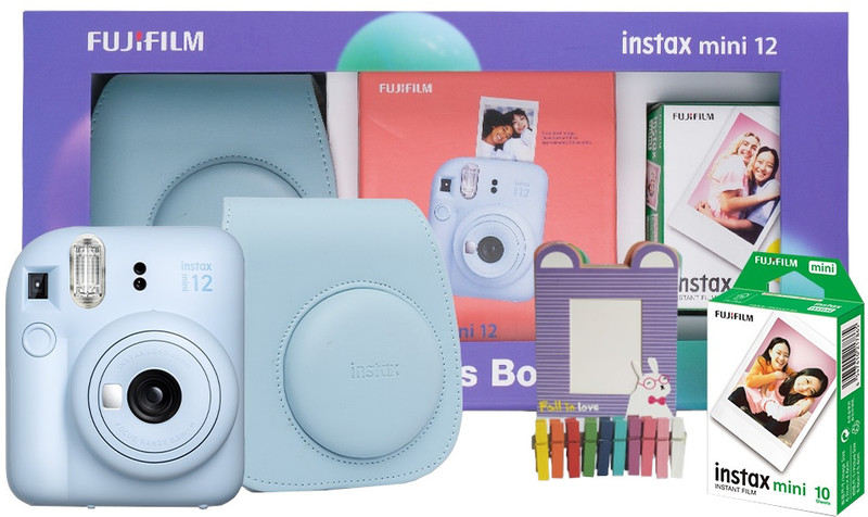 FUJIFILM Instax Mini 12 Treasure Box (10 Shot, Carry Case & Bunting) Instant Camera(Blue) - 27% off at DetectaDeal