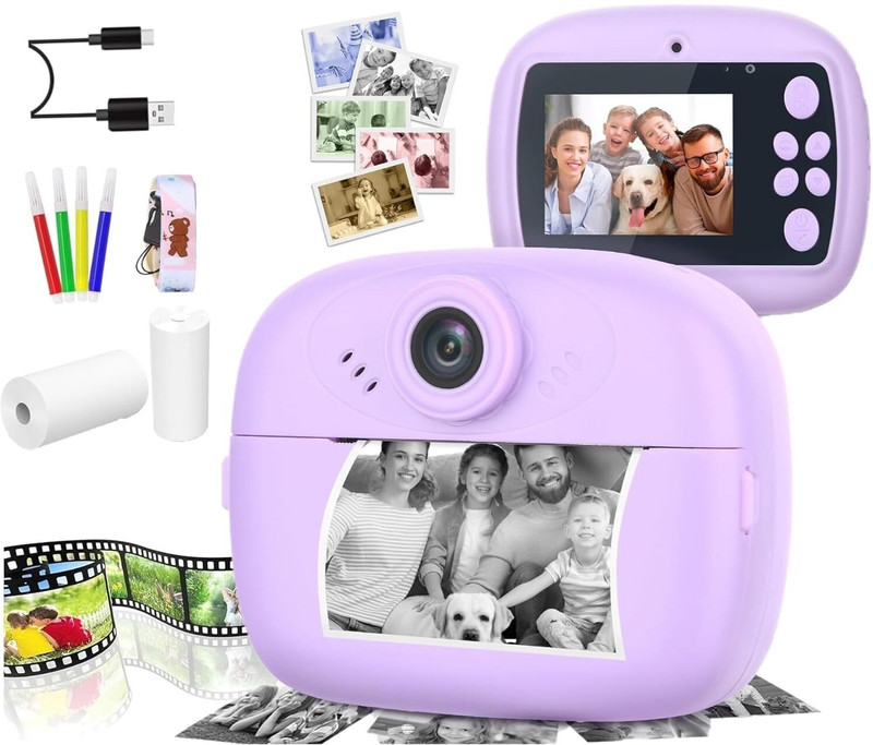 Zuigo digital printer cemera Kids Instant Print Camera Instant Camera(Purple)