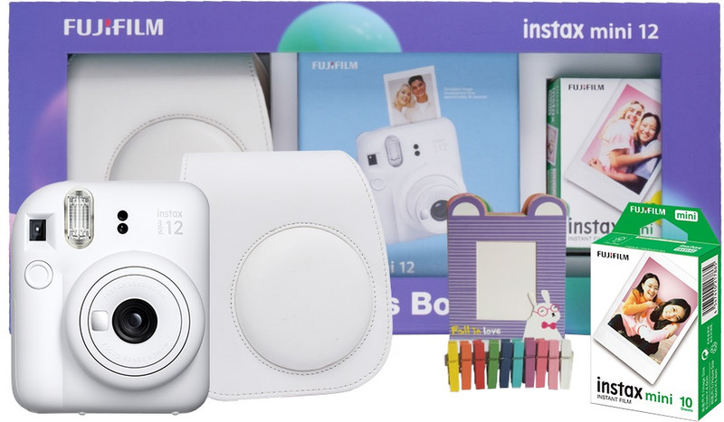 FUJIFILM Instax Mini 12 Treasure Box (10 Shot, Carry Case & Bunting) Instant Camera(White) - 32% off at DetectaDeal