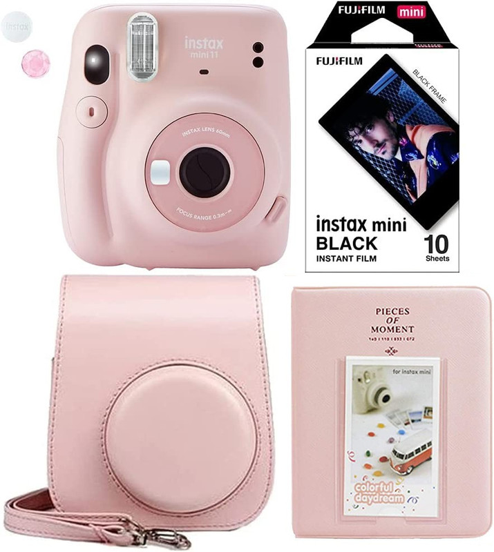 FUJIFILM Instax Mini 11 Instax Mini 11 Blush Pink Instant Camera with black border film, pouch and album Instant Camera(Pink)