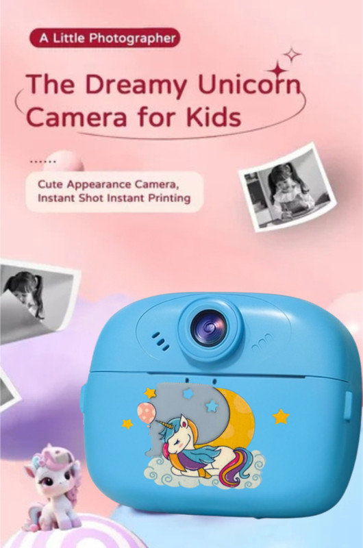 BAIRNINO Rechargeable Instant Print Camera for Kids & Adults | Dual Lens Camera with Music, Games, Journaling, Photo & Video Recorder – B&W Printing Camera Instant Camera(Blue)