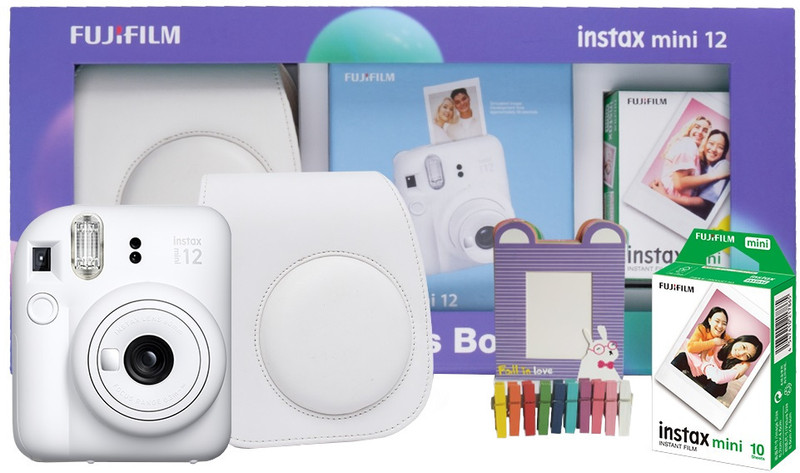 FUJIFILM Instax Mini 12 Moments Box (20 Shot, Carry Case & Bunting) Instant Camera(White)