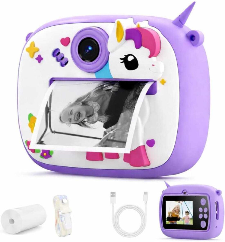 kayjoy Digital Kids Instant Print Camera|HD Video 1080P |Funny Frames |Cute Unicorn Design Gift Instant Camera(Multicolor)