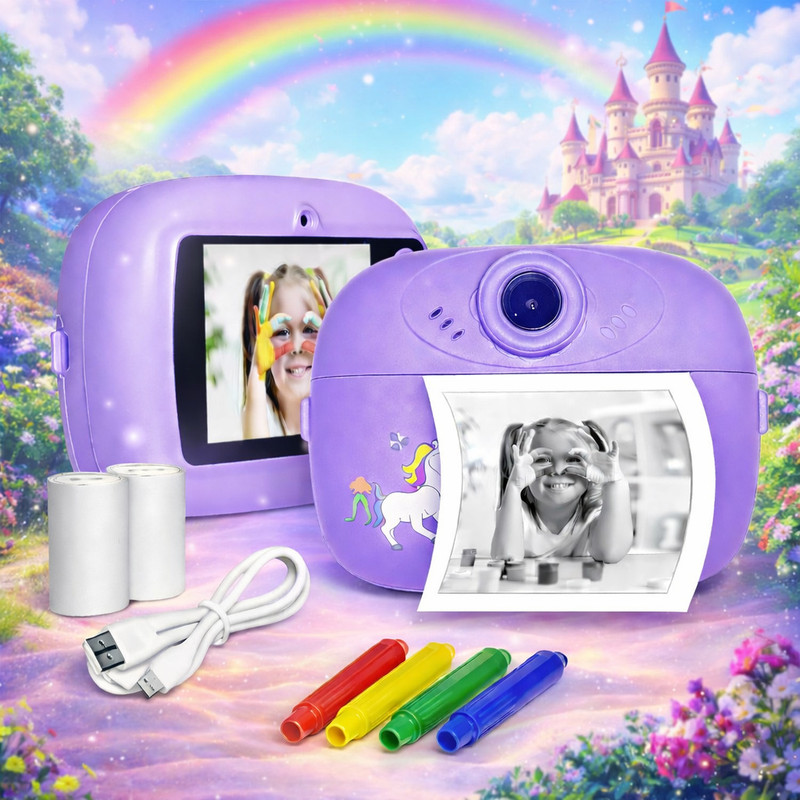 LIVORA Kids Instant Print Camera Instant Photo Print Camera for Kids with Dual HD lens & Video Recording Instant Camera(Blue)