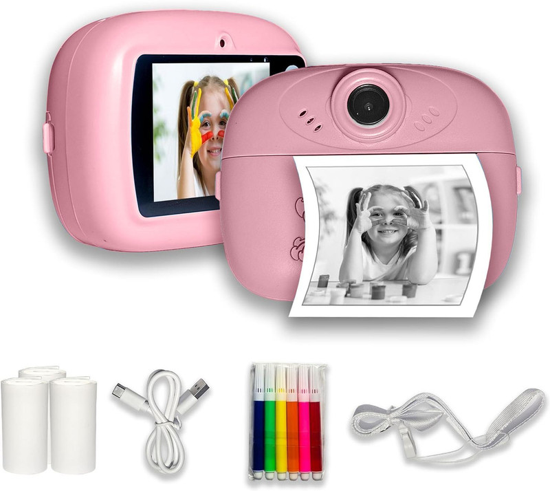 bhindustry Instant Photo Print Camera for Kids Children Polaroid Camera, 48MP Printer DIY Instant Digital Camera Instant Camera(Pink, Blue)