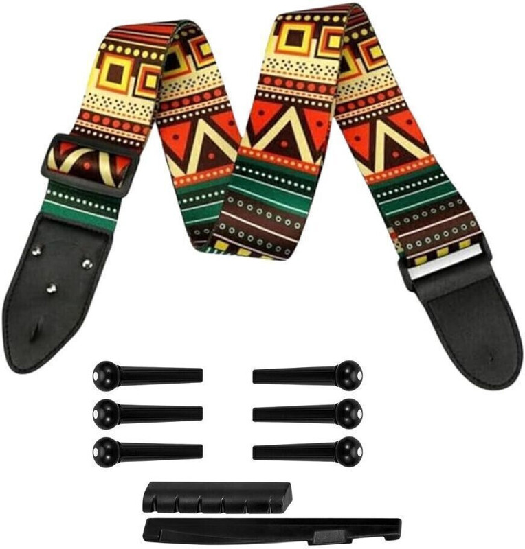 Mocking Bird Guitar Strap Belt for Acoustic Electric Guitars with Guitar Bridge Saddle Set Polyester, Nylon Strap(Multicolor)