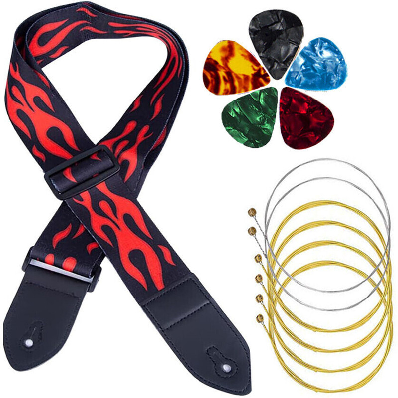 Urban Infotech Guitar Strap for Acoustic Adjustable Buckle Electric Guitar Strap with 5 Picks Polyester Strap(Multicolor)