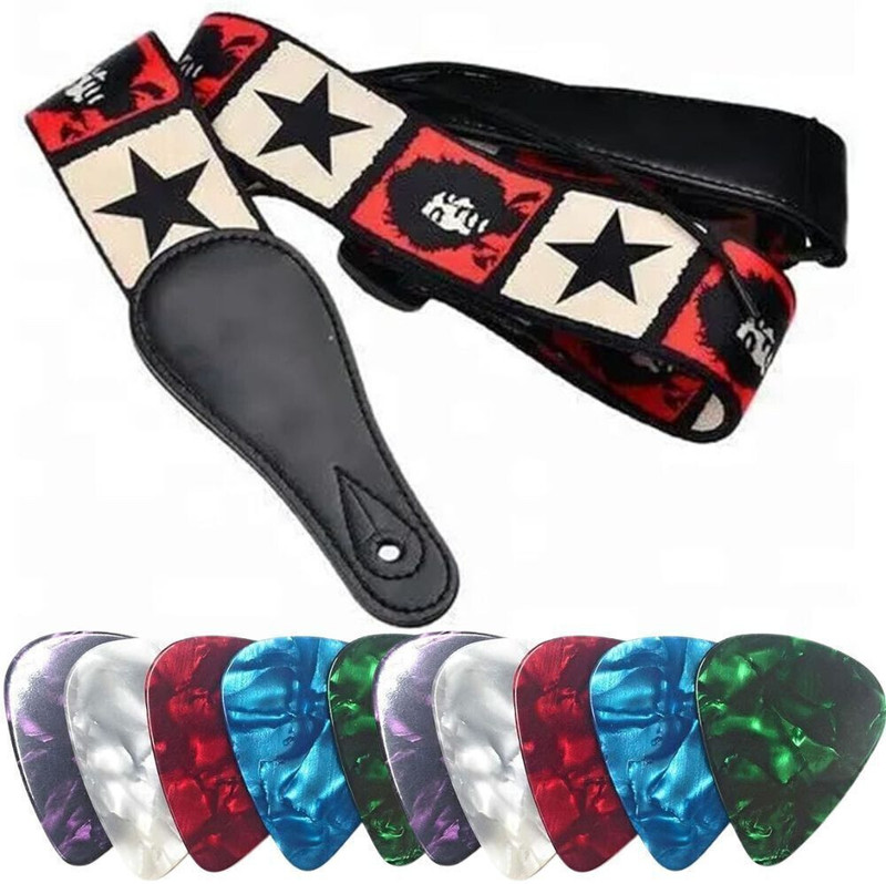 Urban Infotech Guitar Belt with 10 Colorful Picks Polyester Strap(Multicolor)