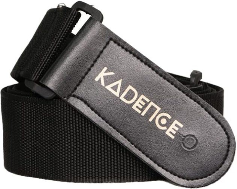 KADENCE STPBK Standard Button Fit, Non-Padded, Synthetic Leather End - Adjustable Guitar Nylon Strap(Black)