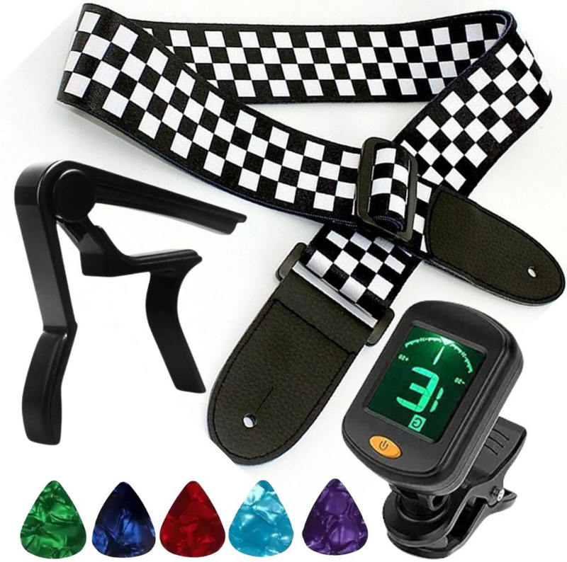 Urban Infotech Guitar Belt with tuner and capo , 5 picks Polyester Strap(Multicolor)