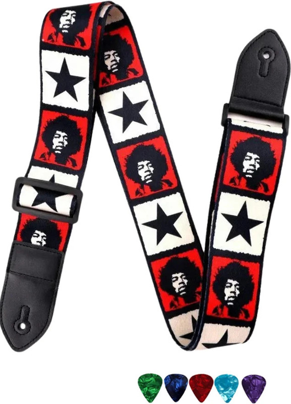 Mocking Bird Guitar Belt with Picks & Hanger For Acoustic Guitar, Bass & Electric Guitar Nylon Strap(Black)