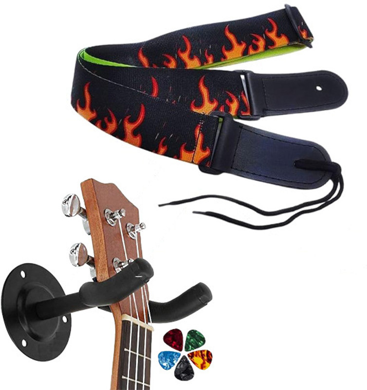 IMAGINEA Acoustic Guitar Strap with Wall Hanger | Durable Adjustable Polyester Belt Polyester Strap(Multicolor)