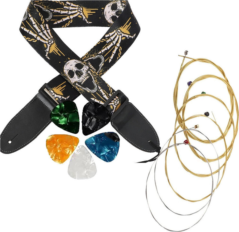 IMAGINEA Guitar Strap Belt with String & 5 Picks for Acoustic Guitar Adjustable Straps Polyester Strap(Multicolor)