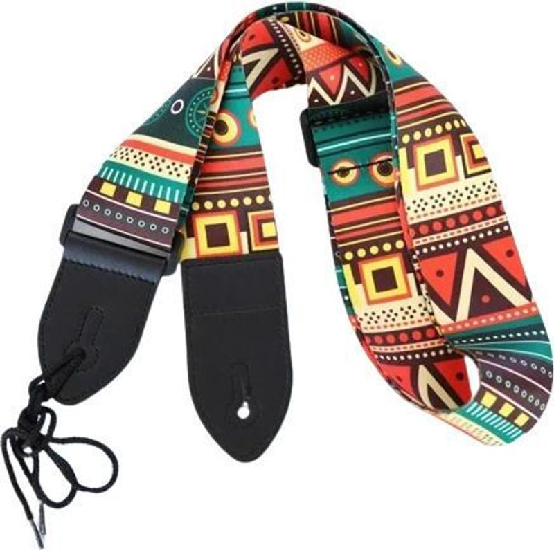 AMG Music Printed Design Guitar Strap for Acoustic Electric Guitar with PU Leather Ends Nylon, Polyester Strap(Multicolor)