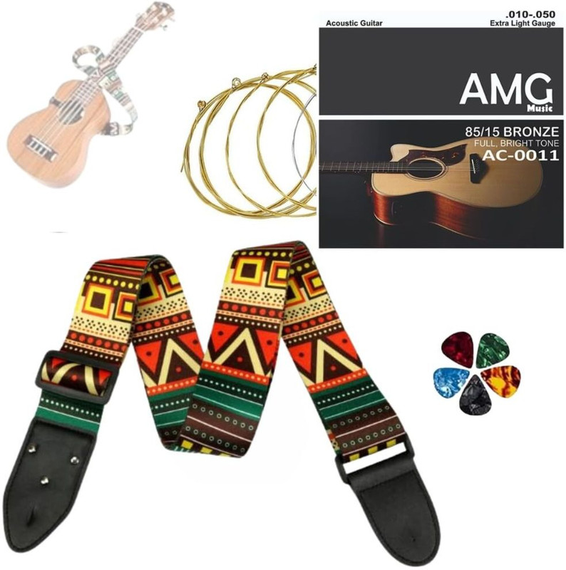 Urban Infotech Acoustic Acoustic Guitar Stainless B-String with 5 Colorful Picks+bohemian belt Guitar String(Pack of 5, 5 Strings)