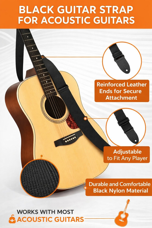 MUSIKING Nylon, Leather Strap(Black, White)