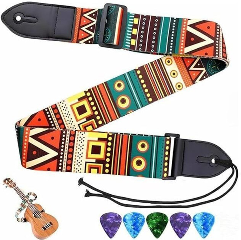 Urban Infotech Bohemian Polyester Adjustable Wide Strap for Electric, Acoustic Bass Guitar Polyester Strap(Multicolor)
