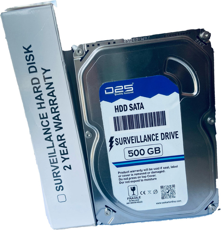 D25 Video 500GB Hard Disk for CP PLUS (CP-UVR-0401F1-IC2) 4 Channel CCTV Camera DVR 500 GB Surveillance Systems, Network Attached Storage Silver SATA Internal Hard Disk Drive (HDD) (Video 500GB Hard Disk for CP-PLUS CCTV Camera DVR | 500GB SURVEILLANCE HARD DISK)(Interface: SATA, Form Factor: 3.5 in