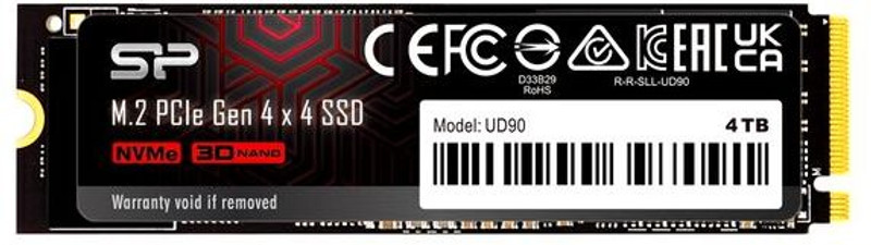 Silicon Power UD90 4 TB Desktop Black PCIe NVMe Internal Solid State Drive (SSD) (SP04KGBP44UD9005)(Interface: PCIe NVMe, Form Factor: M.2)