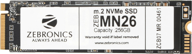 ZEBRONICS MN26, 256GB, M.2 NVMe 2280, Ultra High Speeds upto 2200MB/s, S.M.A.R.T 256 GB All in One PC's, Desktop, Laptop Black PCIe NVMe Internal Solid State Drive (SSD) (ZEB MN26)(Interface: PCIe NVMe, Form Factor: M.2)