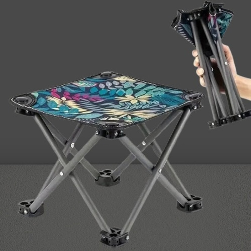 heenfab Mini Portable Folding And Camping Stool Oxford Cloth With Carry Bag Foldable Steel Inversion Chair
