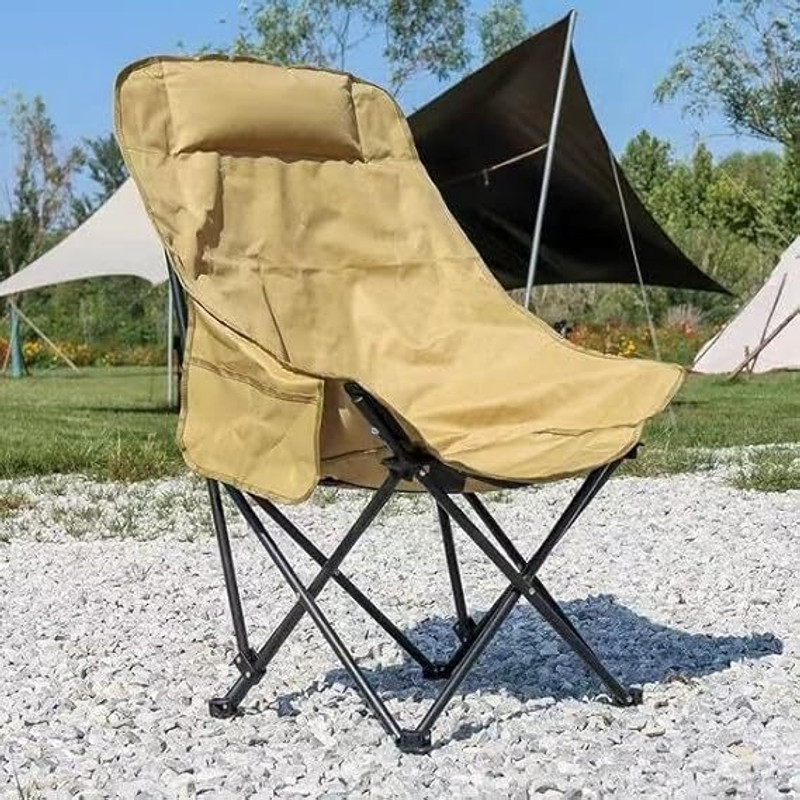 HAIYUN Foldable High-Back Moon Chair fo Outdoors | Heavy Duty Steel Frame (Green) Foldable Poly Steel Inversion Chair