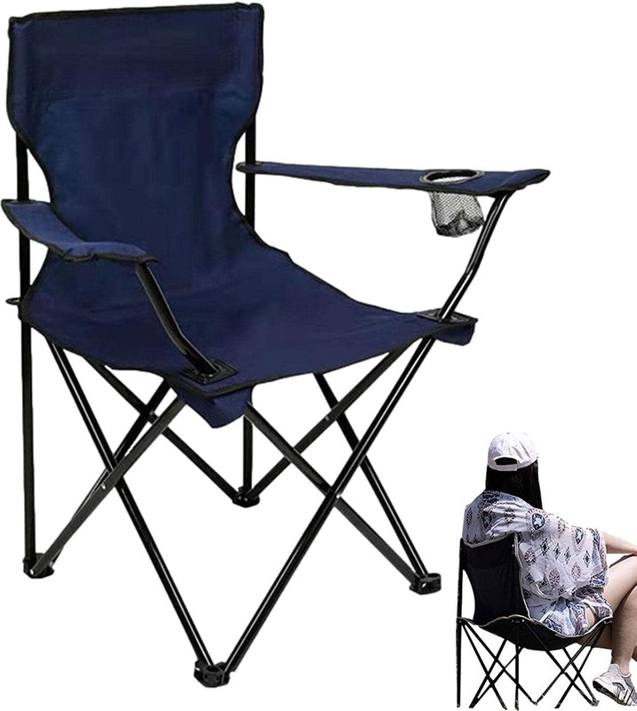 Selvoro Foldable Camping Chair with Armrest, Cup Holder, Carrying Bag for Outdoors Foldable Polyester, Steel Inversion Chair