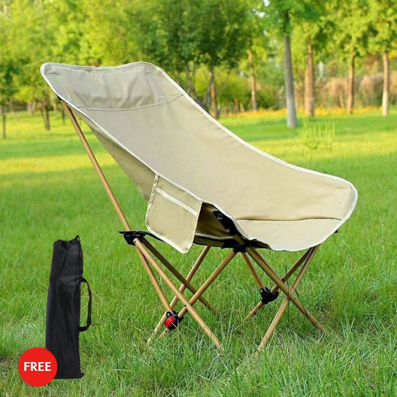 BAWALY Foldable High-Back Moon Chair | Heavy Duty Portable Camping,Garden Chair(Khakhi) Foldable Poly Steel Inversion Chair