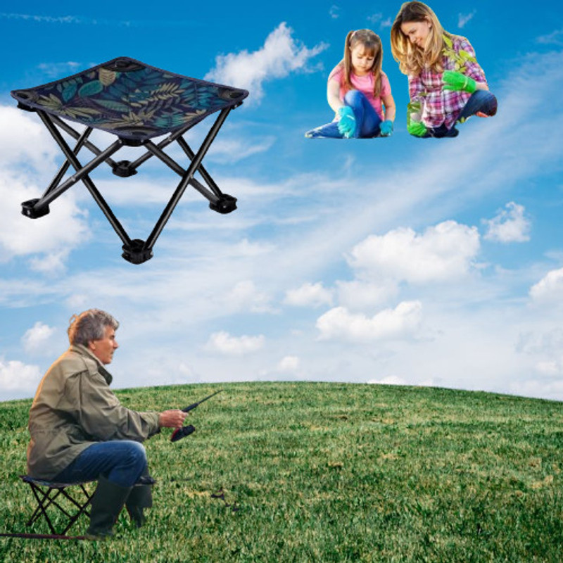 Krique Handbag Folding Stool, Zipper Bag Foldable Camping Chairs Foldable Steel Inversion Chair