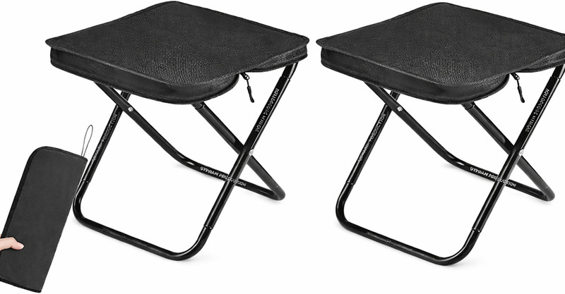 Butee Packup 2 Foldable Camping Stool with Zip Storage | Portable & Lightweight Foldable Iron Inversion Chair