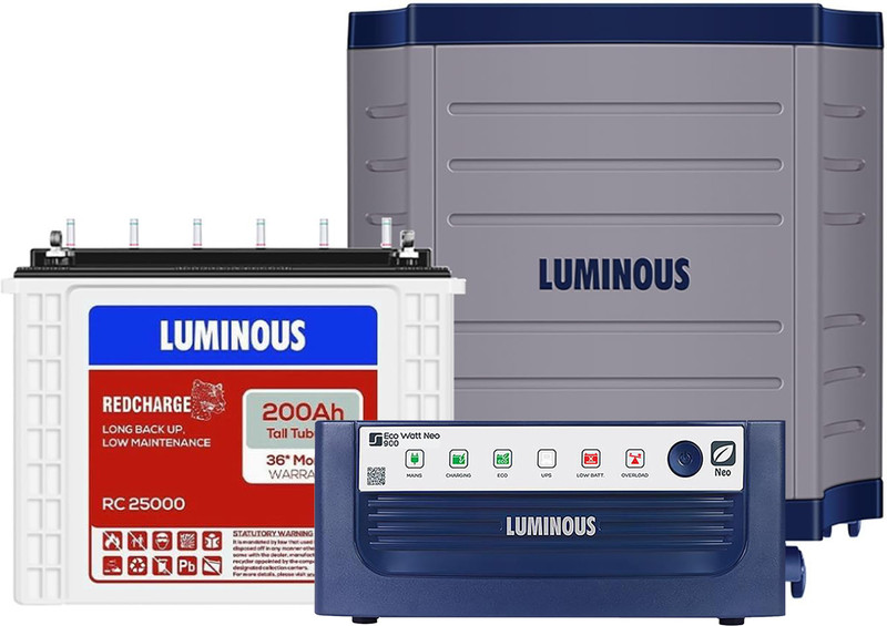 LUMINOUS 36 Months Warranty Tubular Inverter Battery(200 Ah, Eco Watt Neo 900 Inverter_RC 25000 Battery_Trolley)