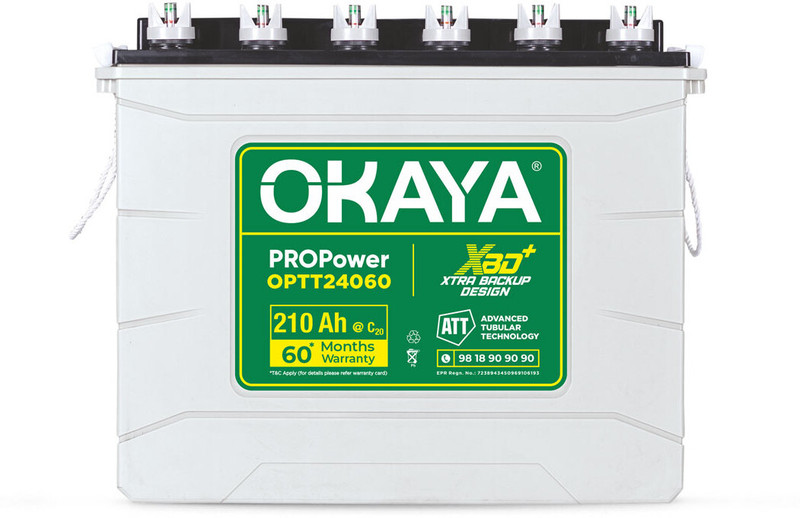 OKAYA 60 Months Warranty Tubular Inverter Battery(210 Ah, OPTT24060)
