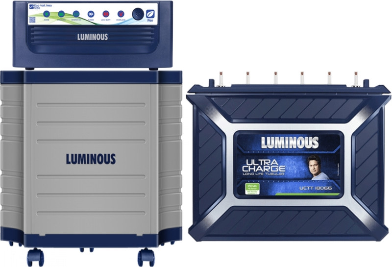 LUMINOUS 66 Months Warranty Tubular Inverter Battery(150 Ah, Eco Volt Neo 1250 Sine Wave Inverter with Ultracharge UCTT18066 and Trolley)