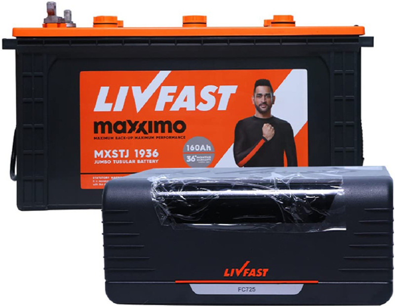 Livfast 36 Months Warranty Tubular Inverter Battery(160 Ah, FC725 With MXSTJ1936)