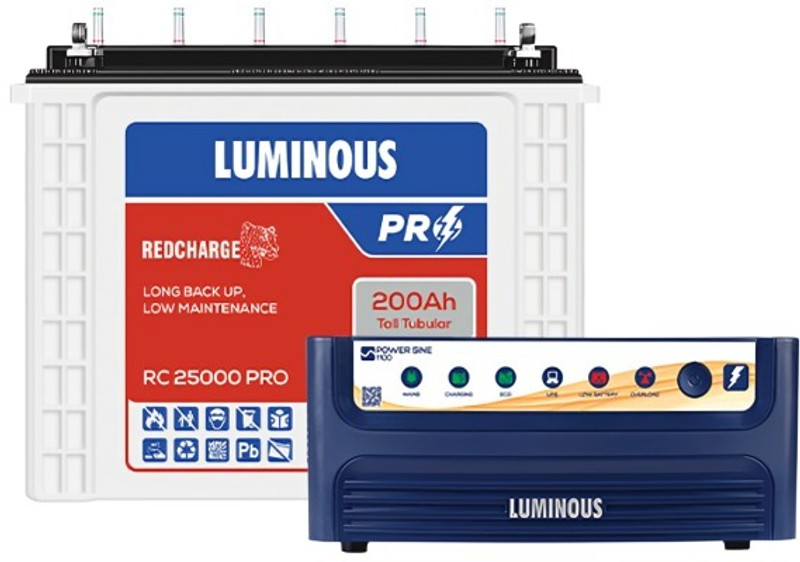 LUMINOUS 48 Months Warranty Tall Tubular Inverter Battery(200 Ah, Combo - Powersine 1100 with RC 25000 PRO)