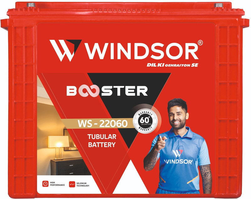 Windsor 60 Months Warranty Tubular Inverter Battery(220 Ah, WS-22060)