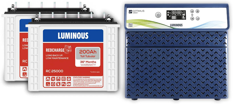 LUMINOUS 36 Months Warranty Tubular Inverter Battery(200 Ah, Eco Volt + 1550 with RC 25000 200Ah)